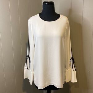 Vince Camuto Extra Small Longsleeve Blouse Slit Sleeves Drawstring Sheet Lining